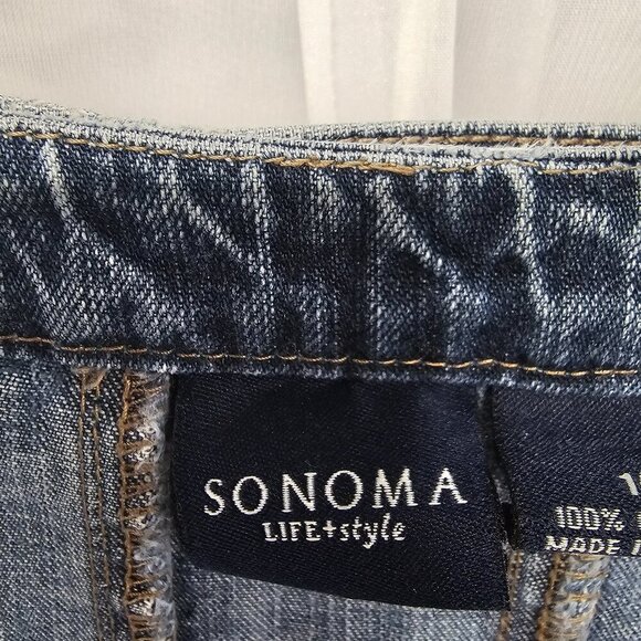 Sonoma Blue Denim Paneled A-Line Skirt Rustic Y2K Boho 14 - Picture 9 of 12